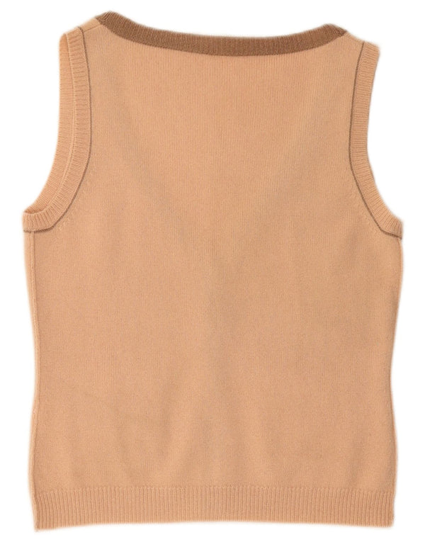 SCHUMACHER Pull cardigan court sans manches pour femme UK 14 Grande laine rose