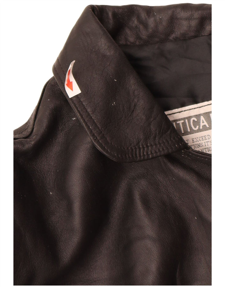 Antica Pelleria Veste en cuir pour femme UK 14 Cuir noir moyen
