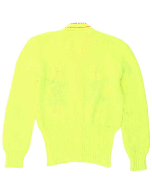 vintage Femme Cardigan Pull UK 14 Moyen Vert Floral