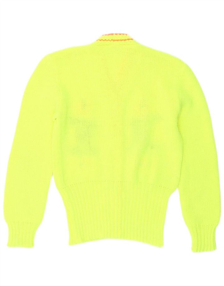 vintage Femme Cardigan Pull UK 14 Moyen Vert Floral