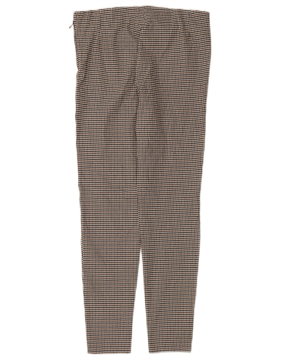 Zara Leggings Femme UK 18 XL Marron Pied-de-poule Viscose