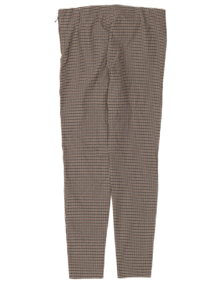 Zara Leggings Femme UK 18 XL Marron Pied-de-poule Viscose