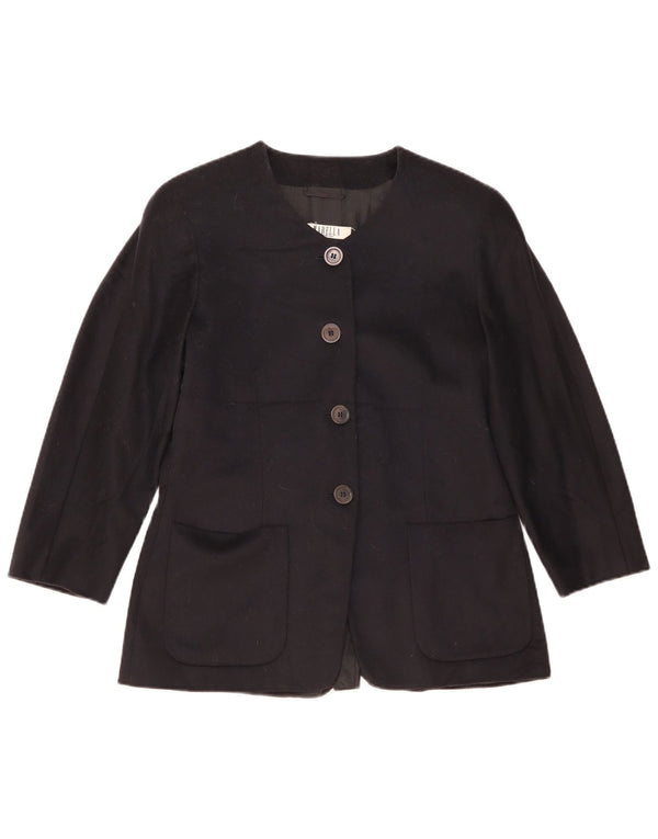 Marella Veste Blazer 4 Boutons Femme UK 16 Grande Laine Bleu Marine