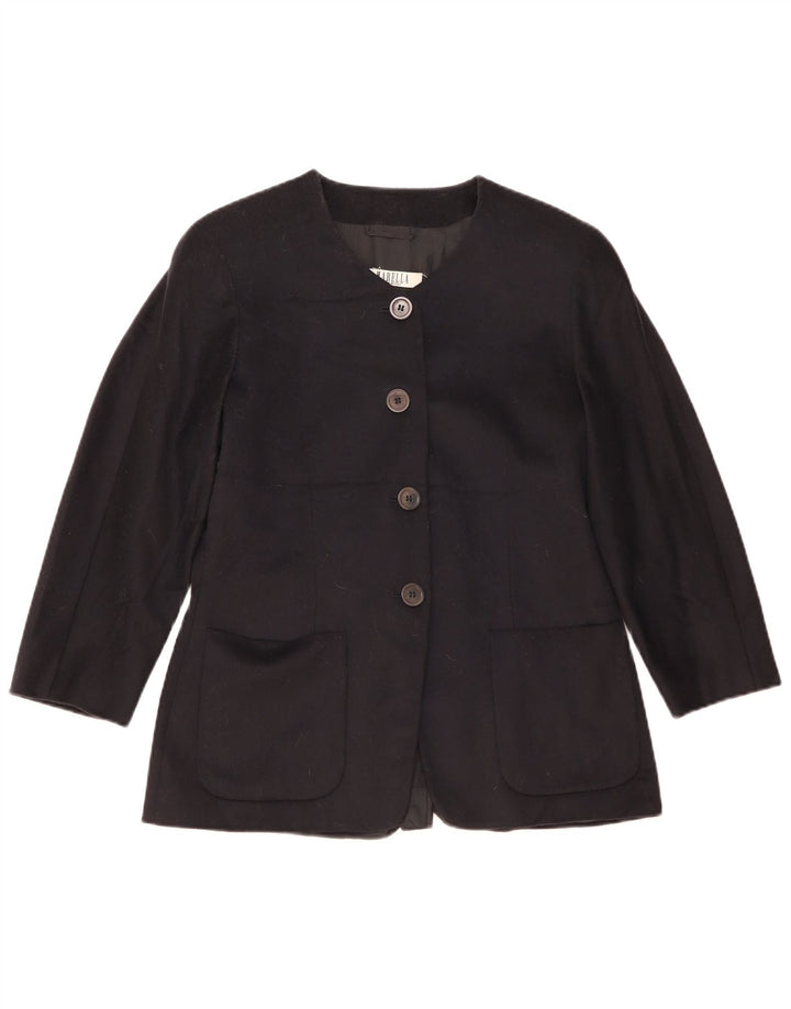 Marella Veste Blazer 4 Boutons Femme UK 16 Grande Laine Bleu Marine