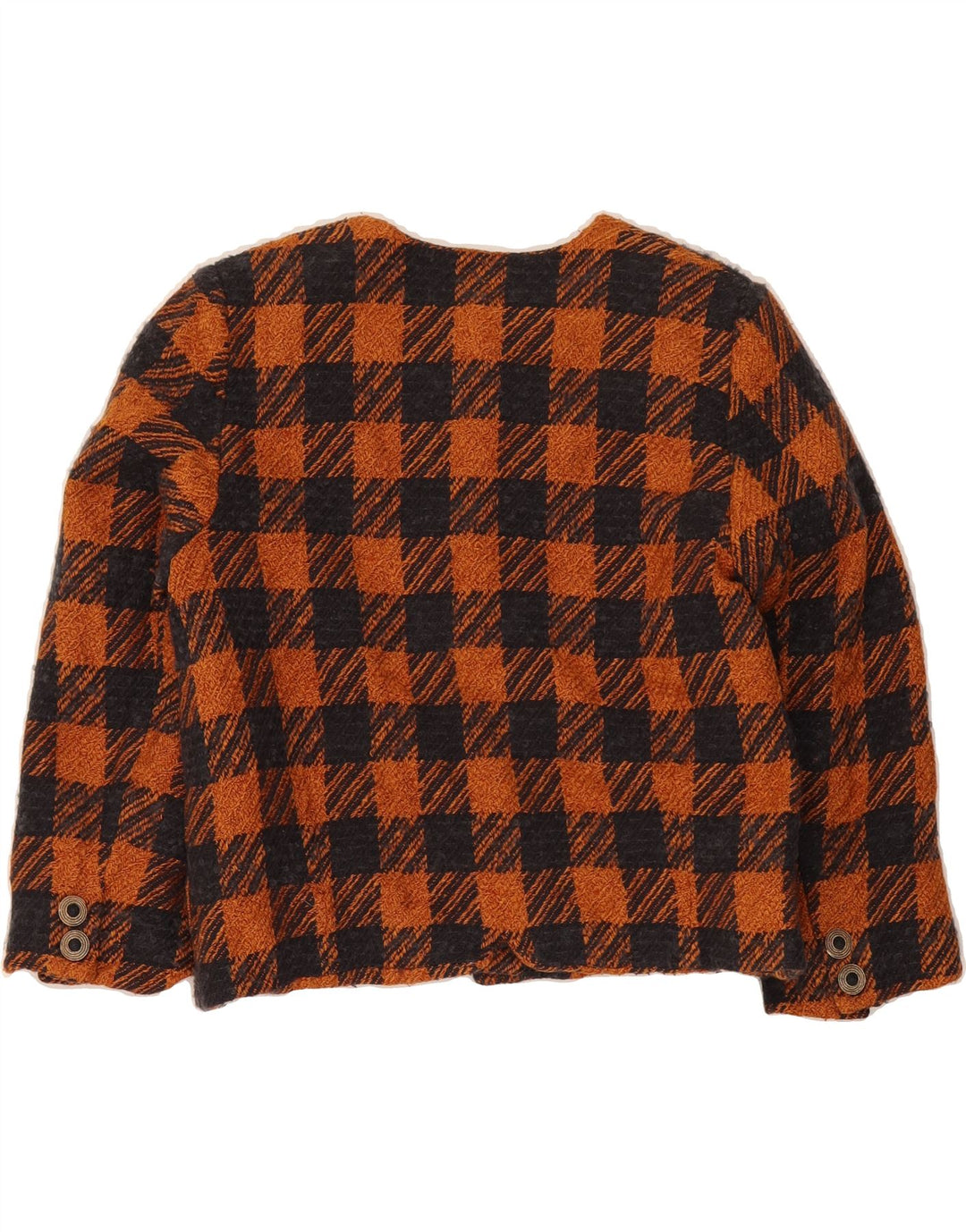 VINTAGE Womens 3/4 Sleeve 6 Button Blazer Jacket UK 14 Medium Orange Check Vintage Vintage and Second-Hand Vintage from Messina Hembry 