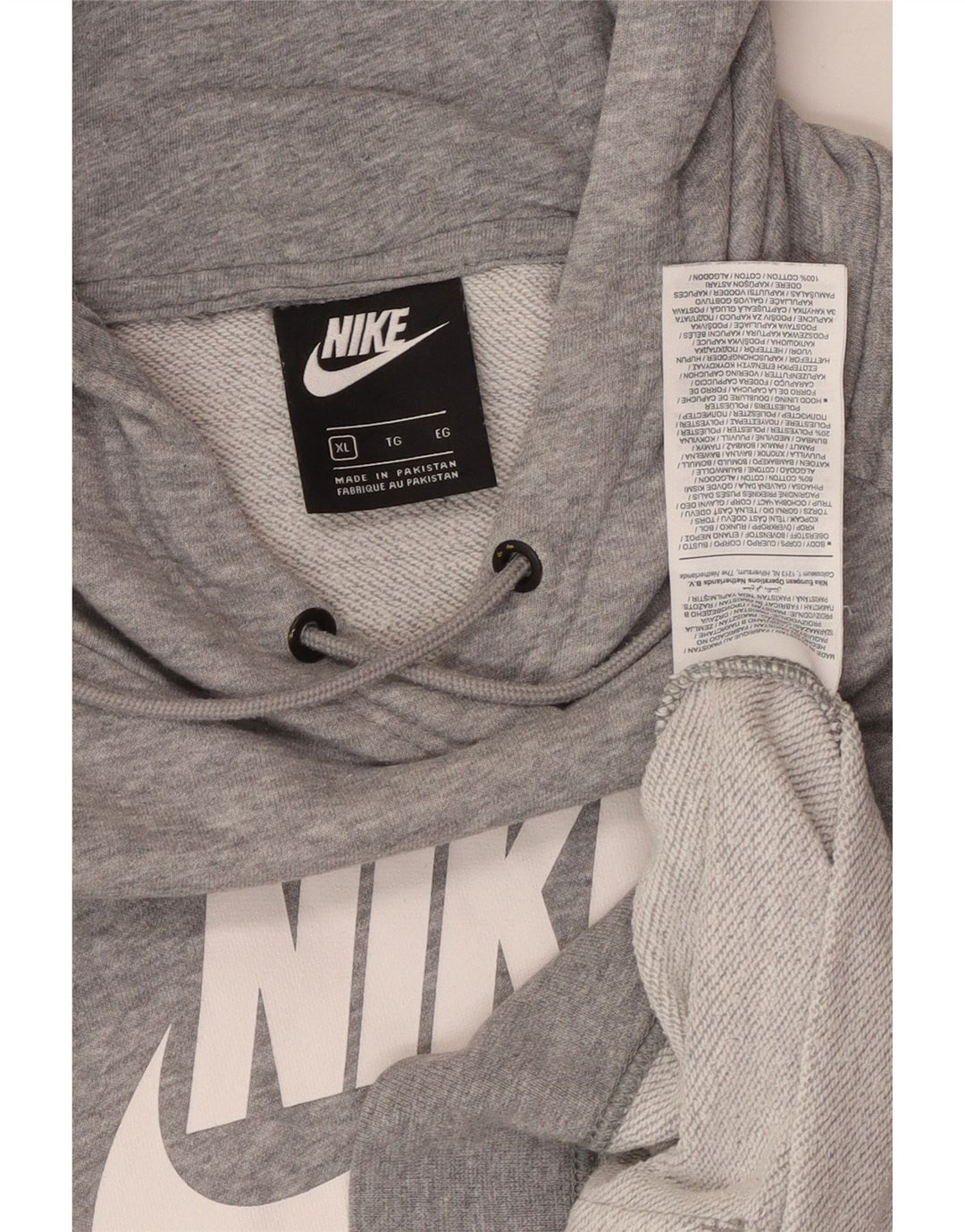 NIKE Pull à capuche graphique pour homme XL en coton moucheté gris