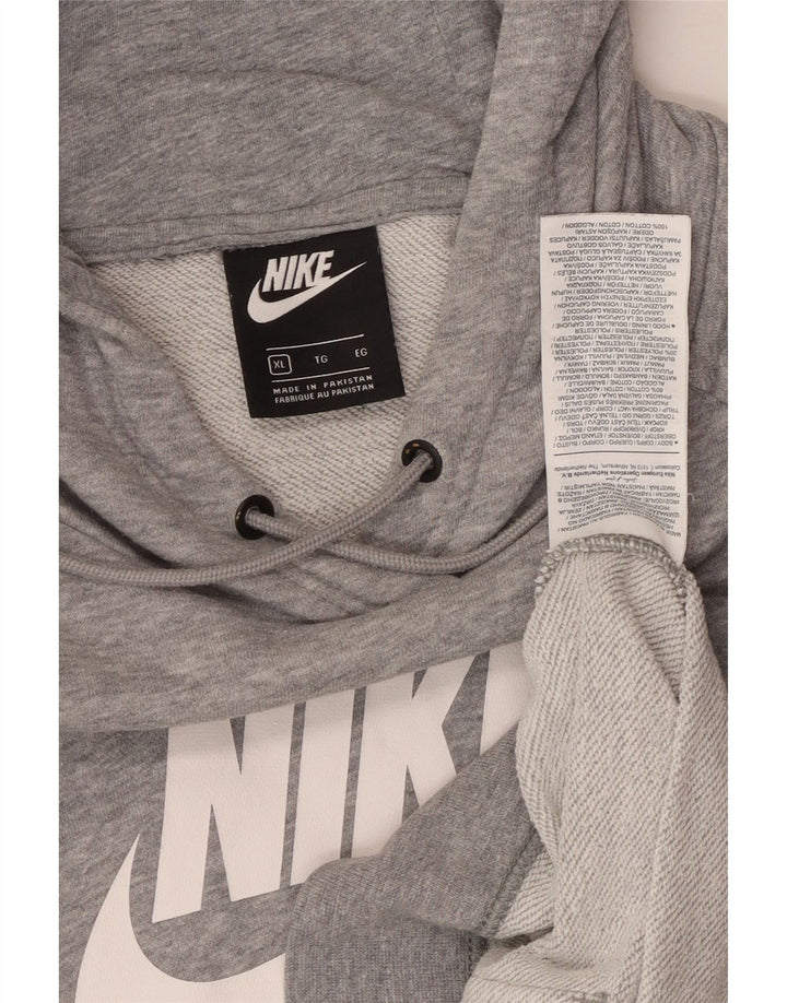 NIKE Pull à capuche graphique pour homme XL en coton moucheté gris