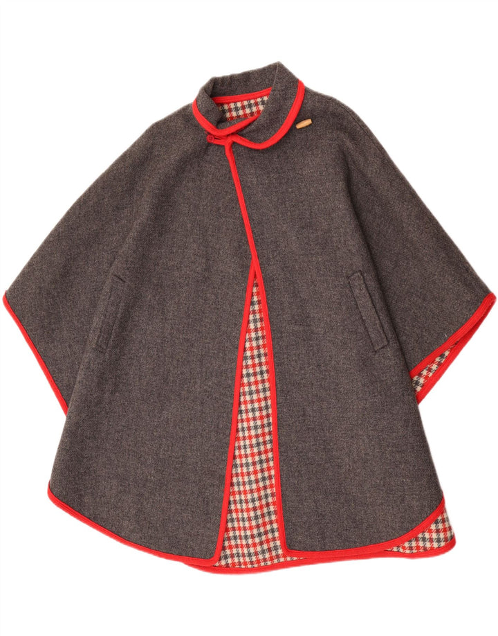 vintage Femme Cape Manteau Taille Unique Laine Grise