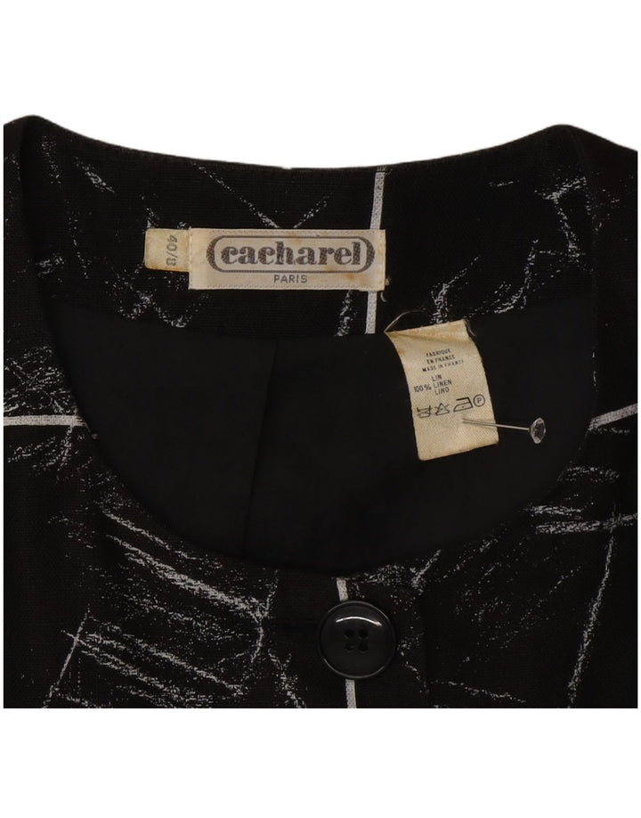 Cacharel Veste blazer à motif abstrait pour femme UK 8 Petit carreaux noirs