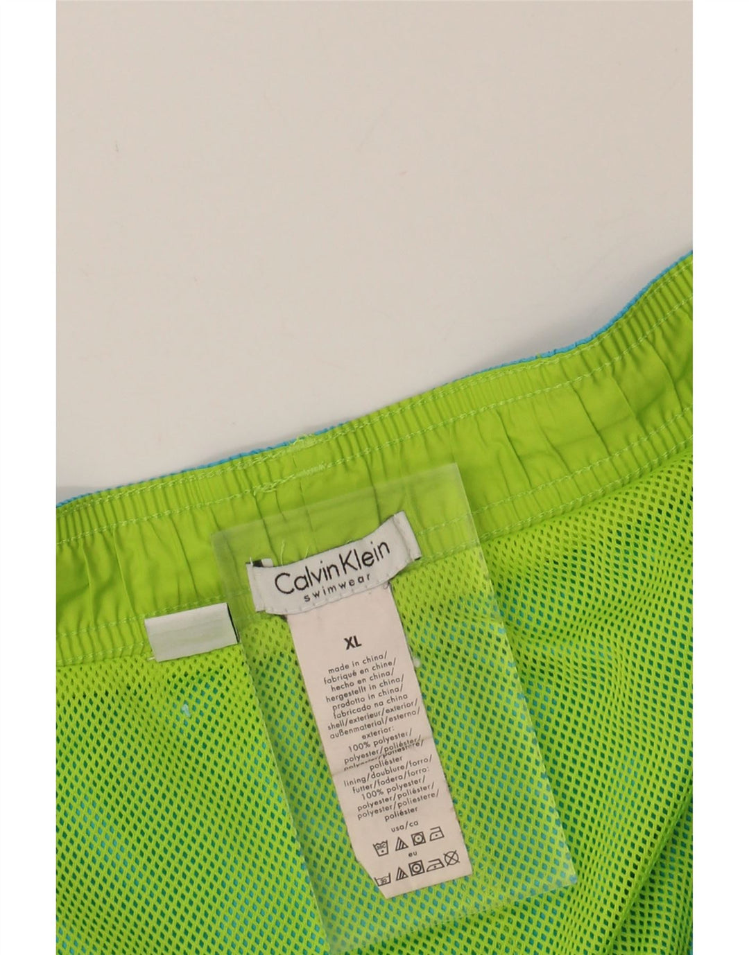 CALVIN KLEIN Mens Graphic Swimming Shorts XL  Blue Polyester Vintage Calvin Klein and Second-Hand Calvin Klein from Messina Hembry 