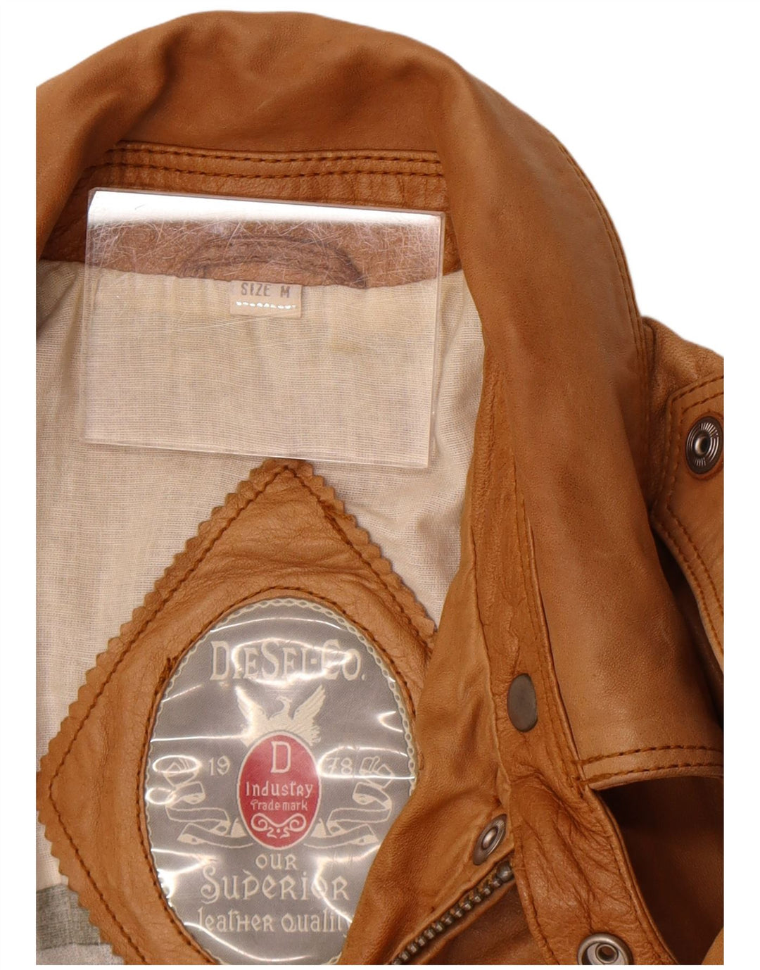 Diesel Veste en cuir pour homme UK 38 Cuir beige moyen