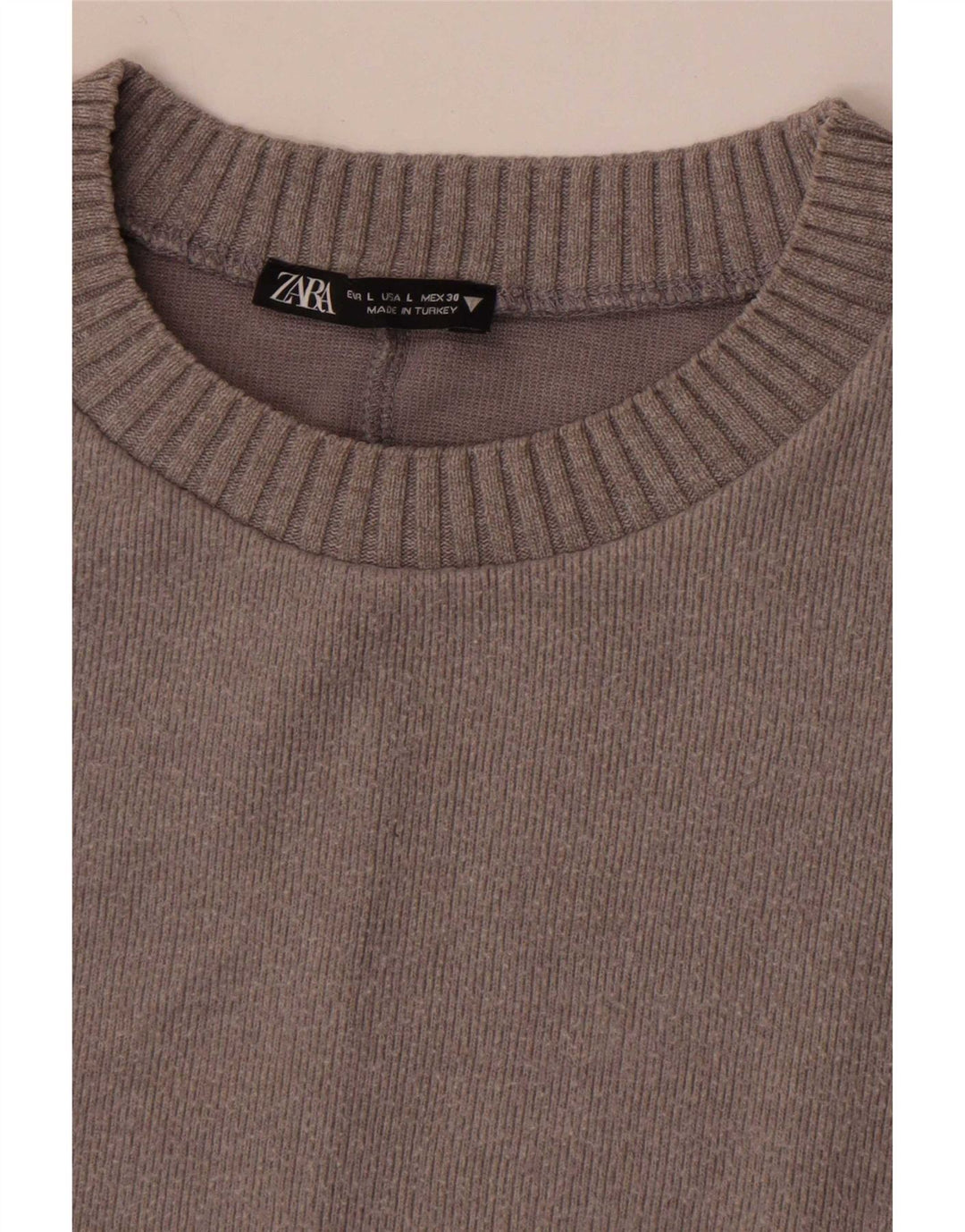 Zara Pull surdimensionné à col rond pour femme UK 14 Large Gris