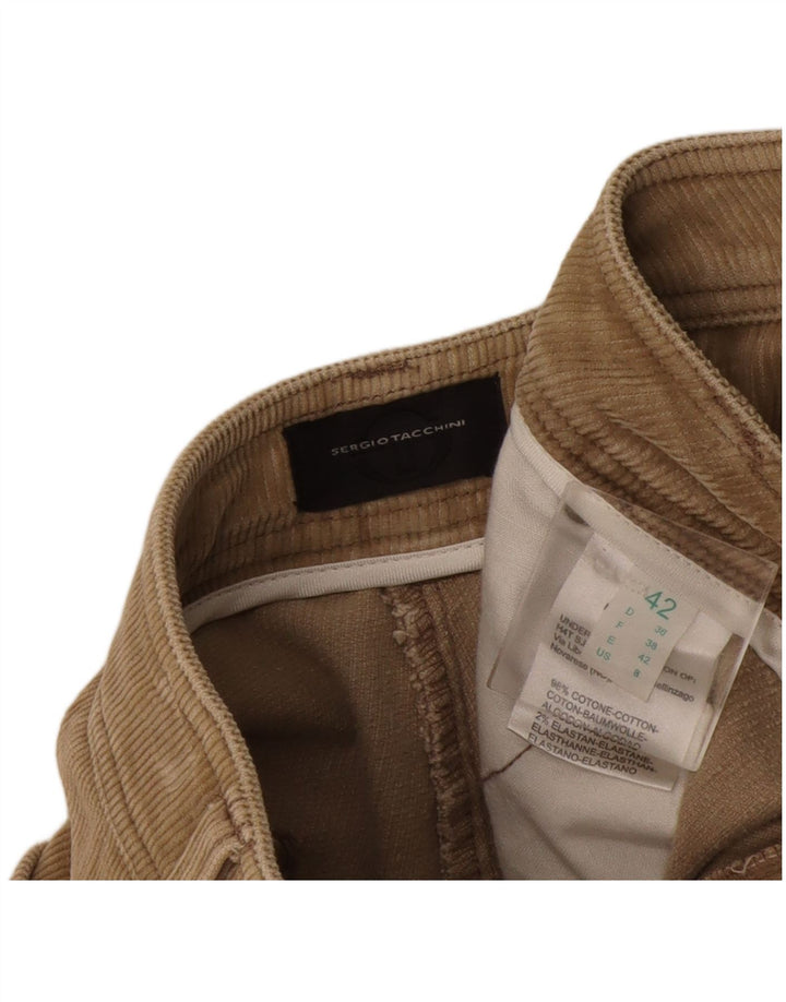 Sergio Tacchini Pantalon Bootcut En Velours Côtelé Femme IT 42 Medium W32 L26 Beige