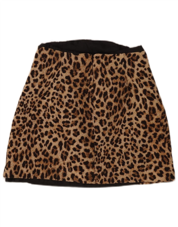 Zara Femme Mini Jupe Petit W26 Marron Imprimé Animal