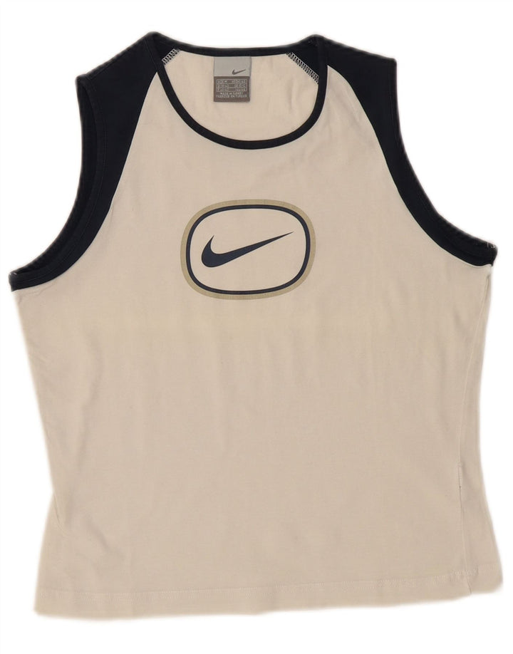 Nike Débardeur court graphique pour femme UK 10/12 Blanc moyen Colourblock