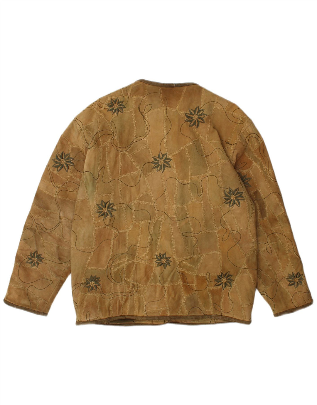 vintage Femme 5 Boutons Blazer En Daim Veste EU 40 Brun Moyen Floral