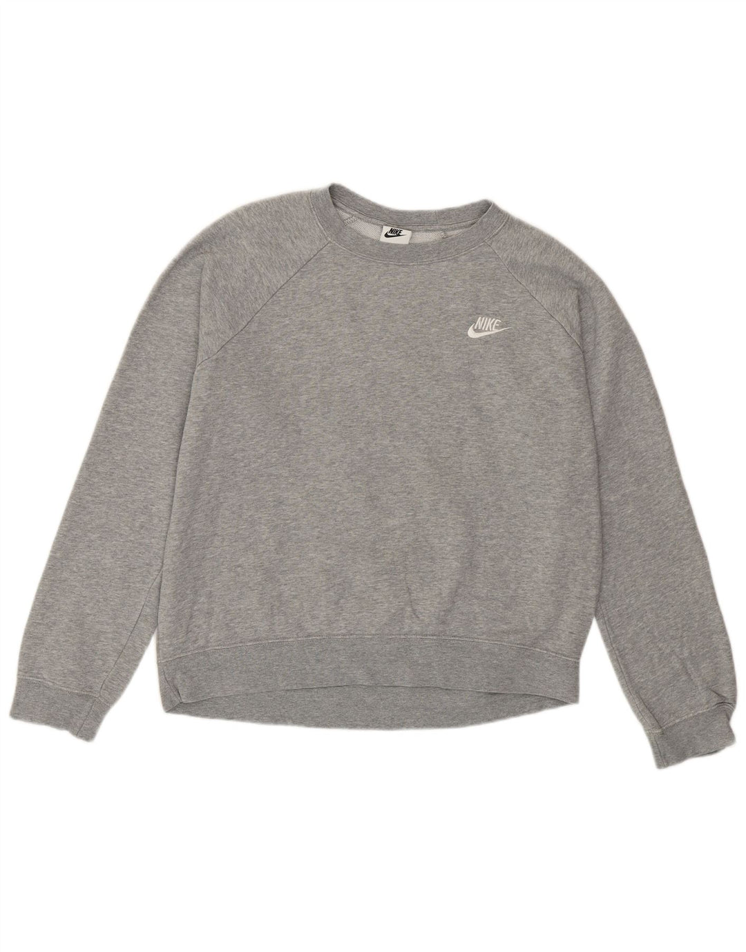 Nike Womens Loose Fit Sweatshirt Jumper UK 12 Gris Moyen Coton
