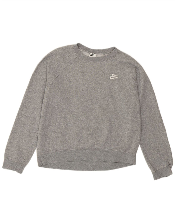 Nike Womens Loose Fit Sweatshirt Jumper UK 12 Gris Moyen Coton