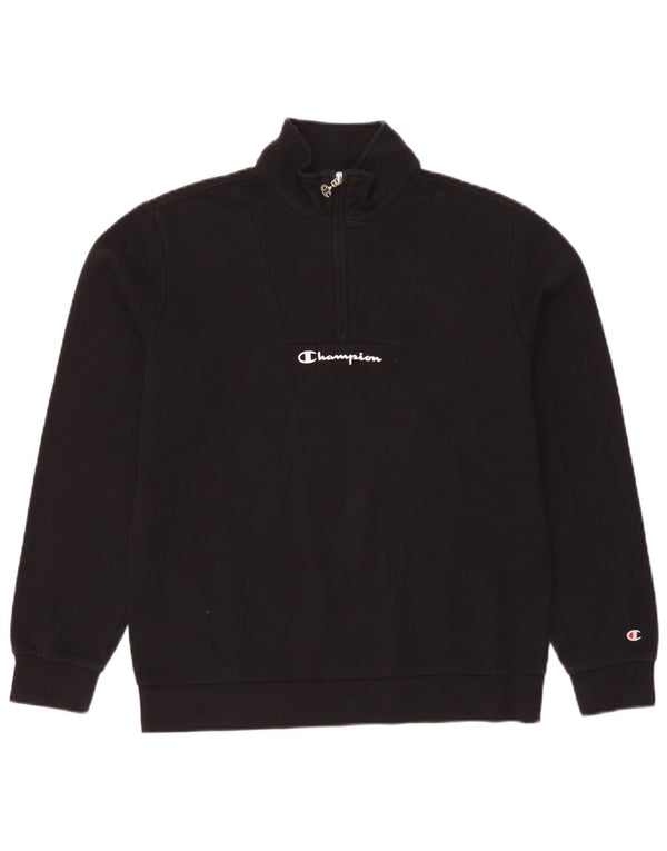 Champion Sweat-shirt col zippé pour garçon 15-16 ans 2XL Noir Coton