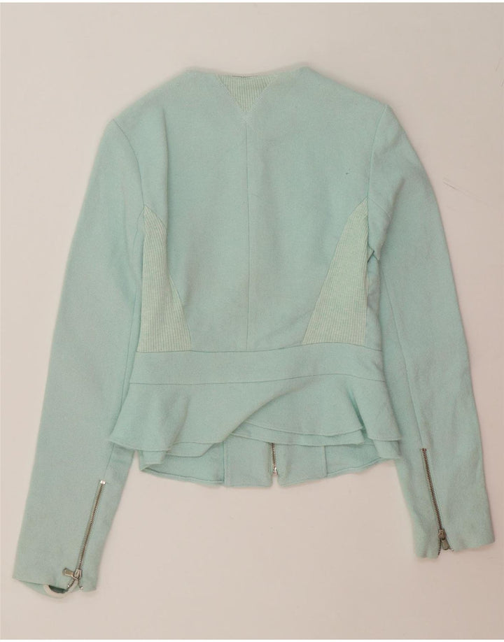 ZARA Womens Trafaluc Crop Blazer Jacket UK 8 Small Blue Viscose Vintage Zara and Second-Hand Zara from Messina Hembry 