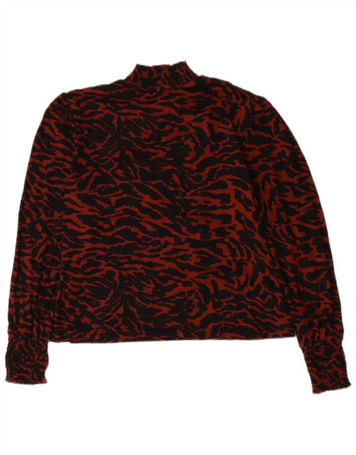 Oasis Chemisier à Manches Longues pour Femme UK 44 Grand Rouge Imprimé Animal Polyester