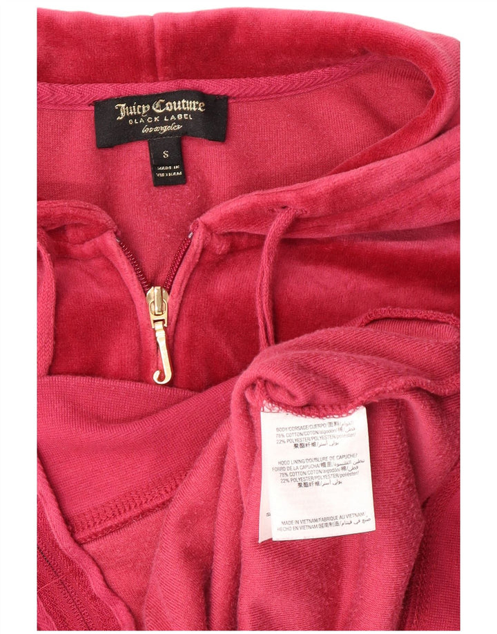 JUICY COUTURE Pull à capuche zippé en velours pour femme UK 10 Petit coton rose