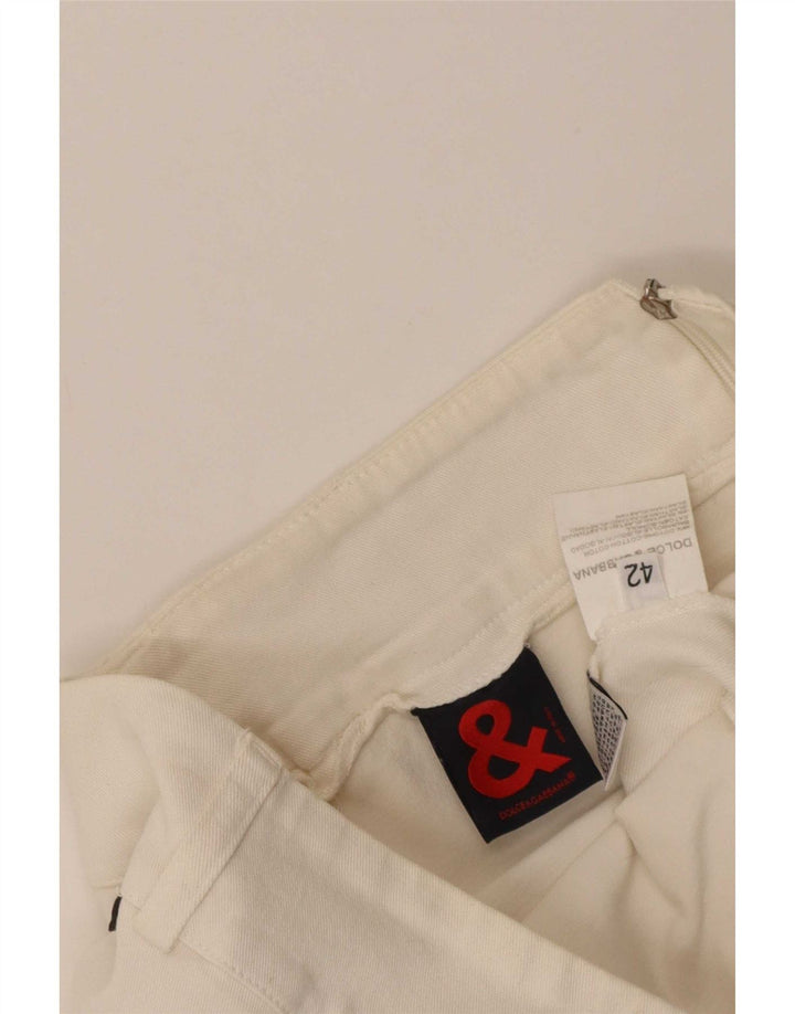 Dolce & Gabbana Jupe droite pour femme IT 42 Medium W30 Coton blanc