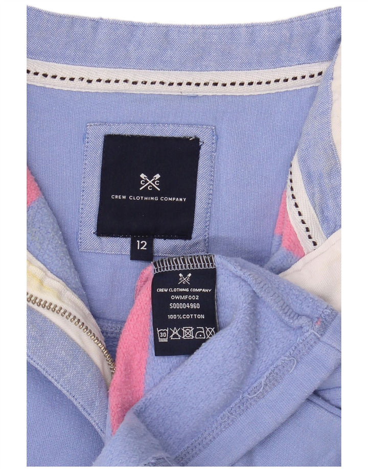 Crew Clothing Sweat-shirt à col zippé pour femme UK 12 Bleu moyen rayé
