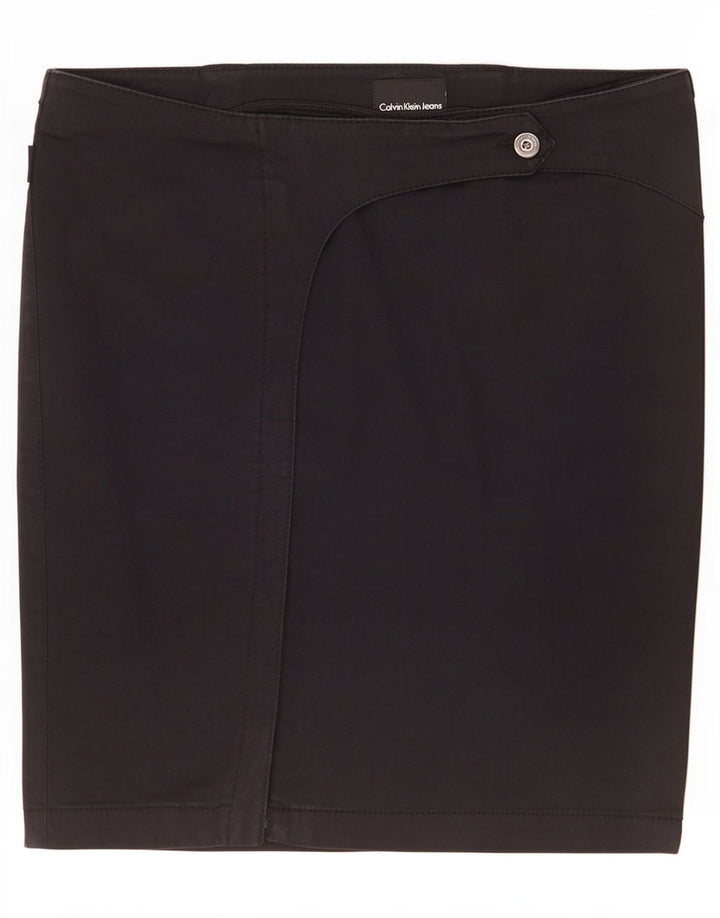 Mini jupe portefeuille Calvin Klein pour femme Medium W30 Coton noir