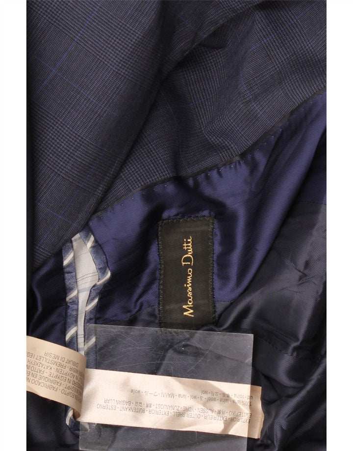 MASSIMO DUTTI Veste Blazer 2 Boutons Homme EU 56 XL Bleu Marine Pied-de-Poule