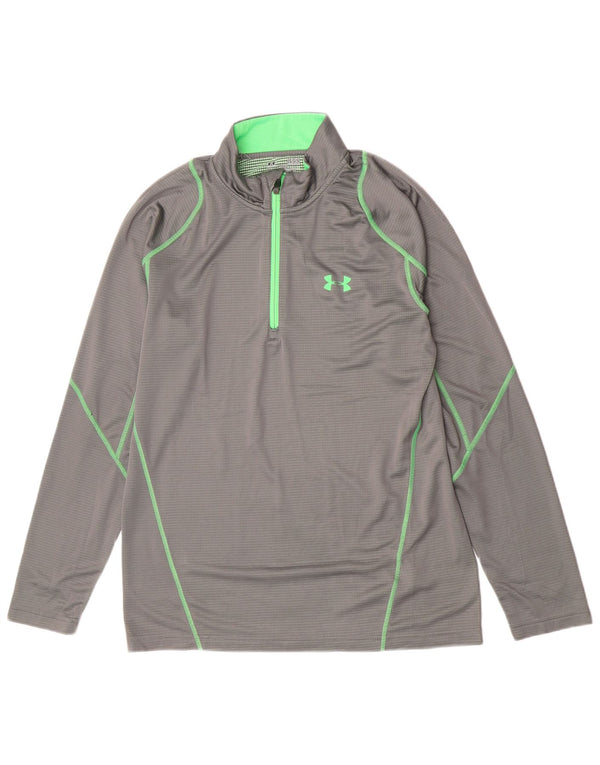 Under Armour Mens Zip Neck Top Long Sleeve Large Grey Polyester Sports