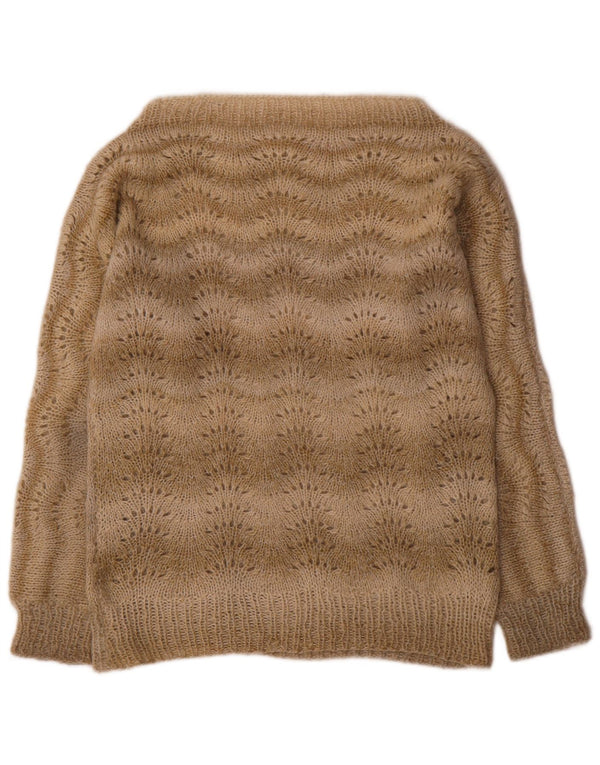 vintage Femmes Bateau Cou Jumper Pull UK 16 Grand Beige