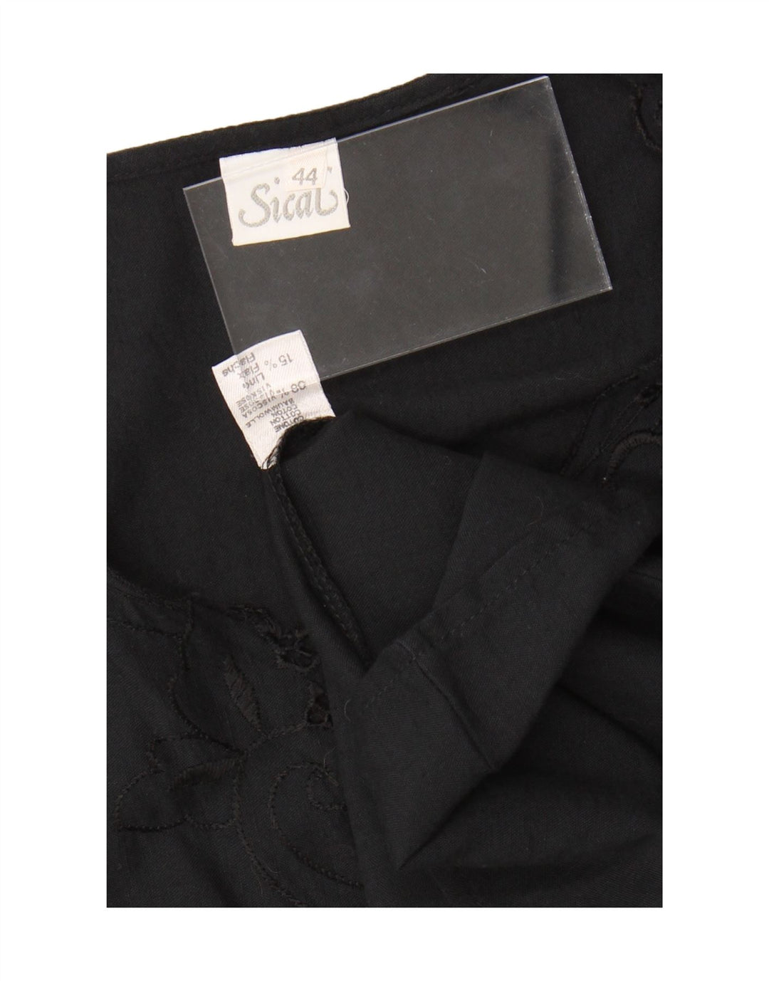 VINTAGE Chemisier Femme Top IT 44 Coton Floral Noir Moyen