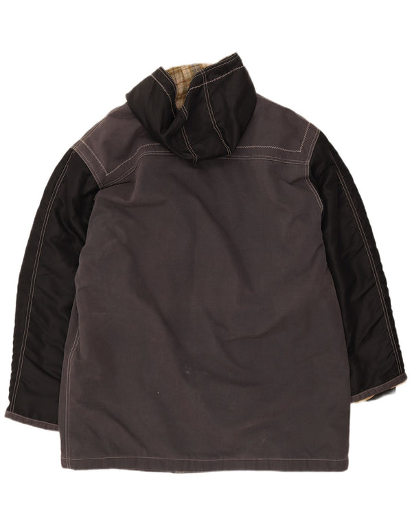 VINTAGE Homme Duffle Coat à capuche UK 42 XL Gris Colorblock Coton