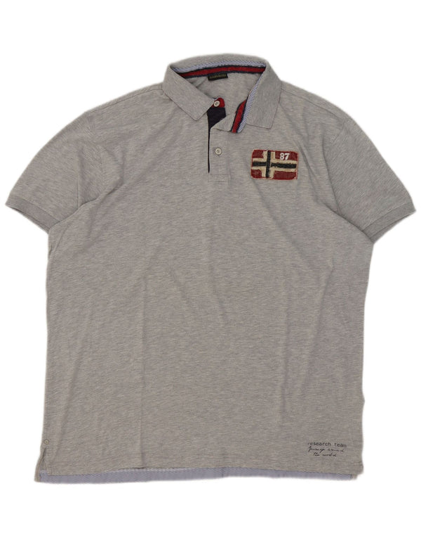 Napapijri Polo graphique géographique pour homme 3XL gris moucheté