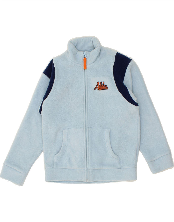 ADIDAS Boys Graphic Fleece Jacket 7-8 Years Blue Colourblock Polyester Vintage Adidas and Second-Hand Adidas from Messina Hembry 