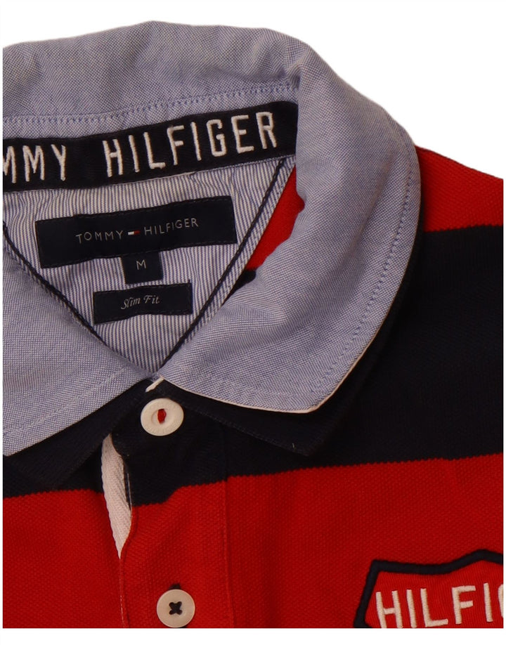 TOMMY HILFIGER Polo de Rugby Graphique Coupe Slim Homme Rayé Rouge Moyen