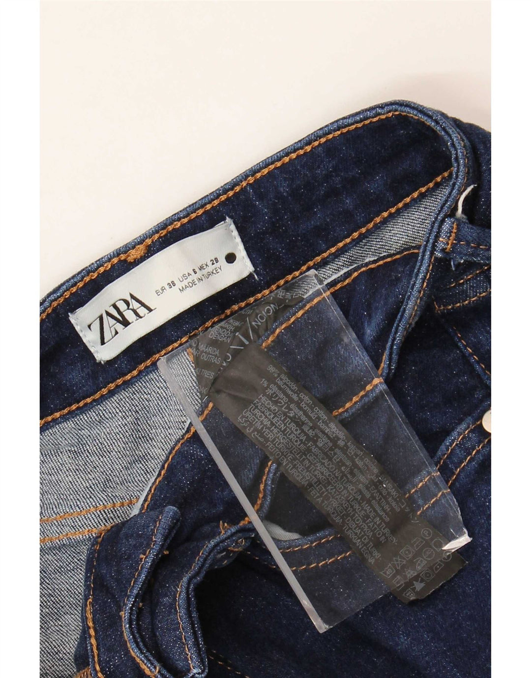 Zara Jean évasé pour femme EU 38 Small W28 L33 Bleu Coton