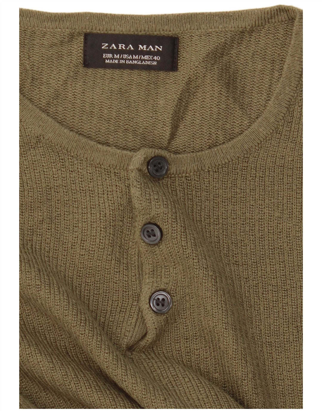 Zara Pull à Col Boutonné Homme Kaki Moyen