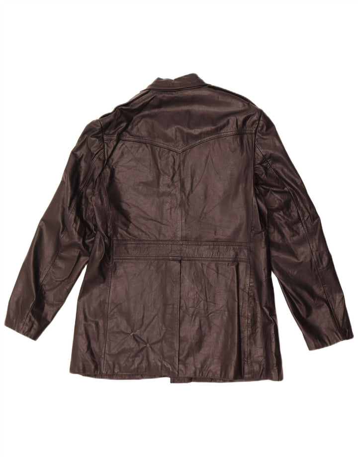 Veste en cuir femme vintage IT 42 Cuir noir moyen