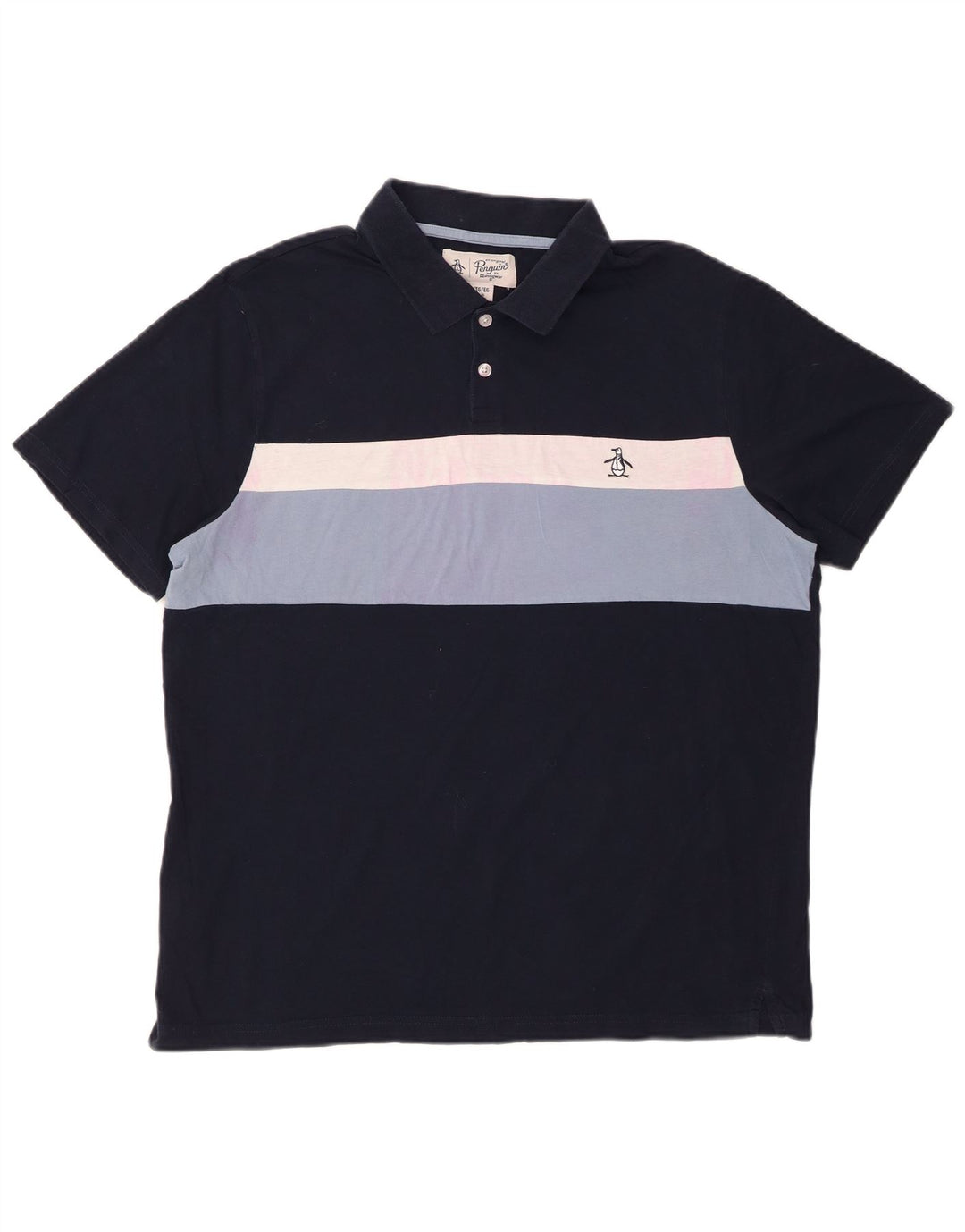 PENGUIN Polo Homme XL Bleu Marine Rayé Coton
