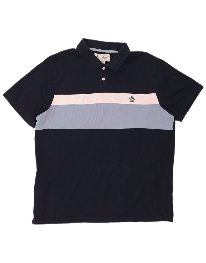 PENGUIN Polo Homme XL Bleu Marine Rayé Coton