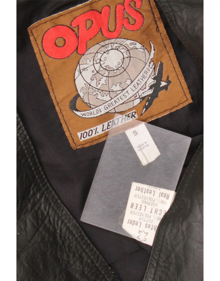 VINTAGE Gilet en cuir homme petit cuir noir