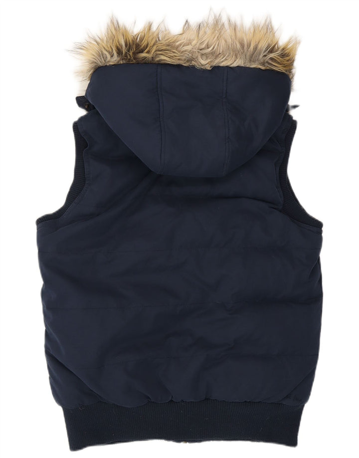 Fat Face Gilet rembourré à capuche pour femme UK 10 Small Bleu marine Polyester
