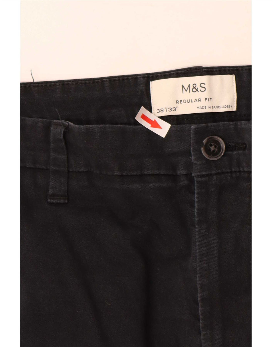 Marks & Spencer Pantalon chino coupe classique pour homme W38 L33 Noir Coton