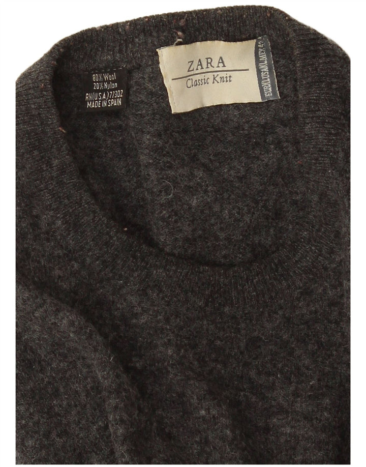Zara Pull ras du cou pour homme XL en laine mouchetée gris