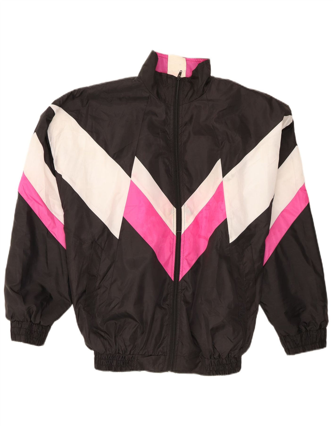 vintage Mens Survêtement Top Veste XL Noir Colourblock Polyester
