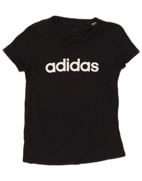 Adidas Womens Crop Graphic T-Shirt Top UK 4/6 XS Noir Coton