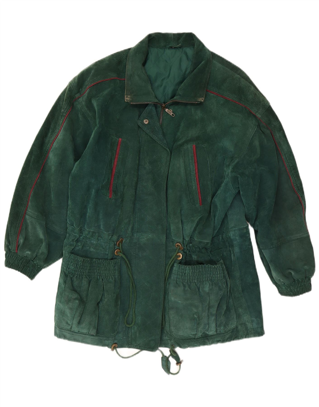 C & A Manteau surdimensionné en daim pour femme EU 38 Cuir vert moyen