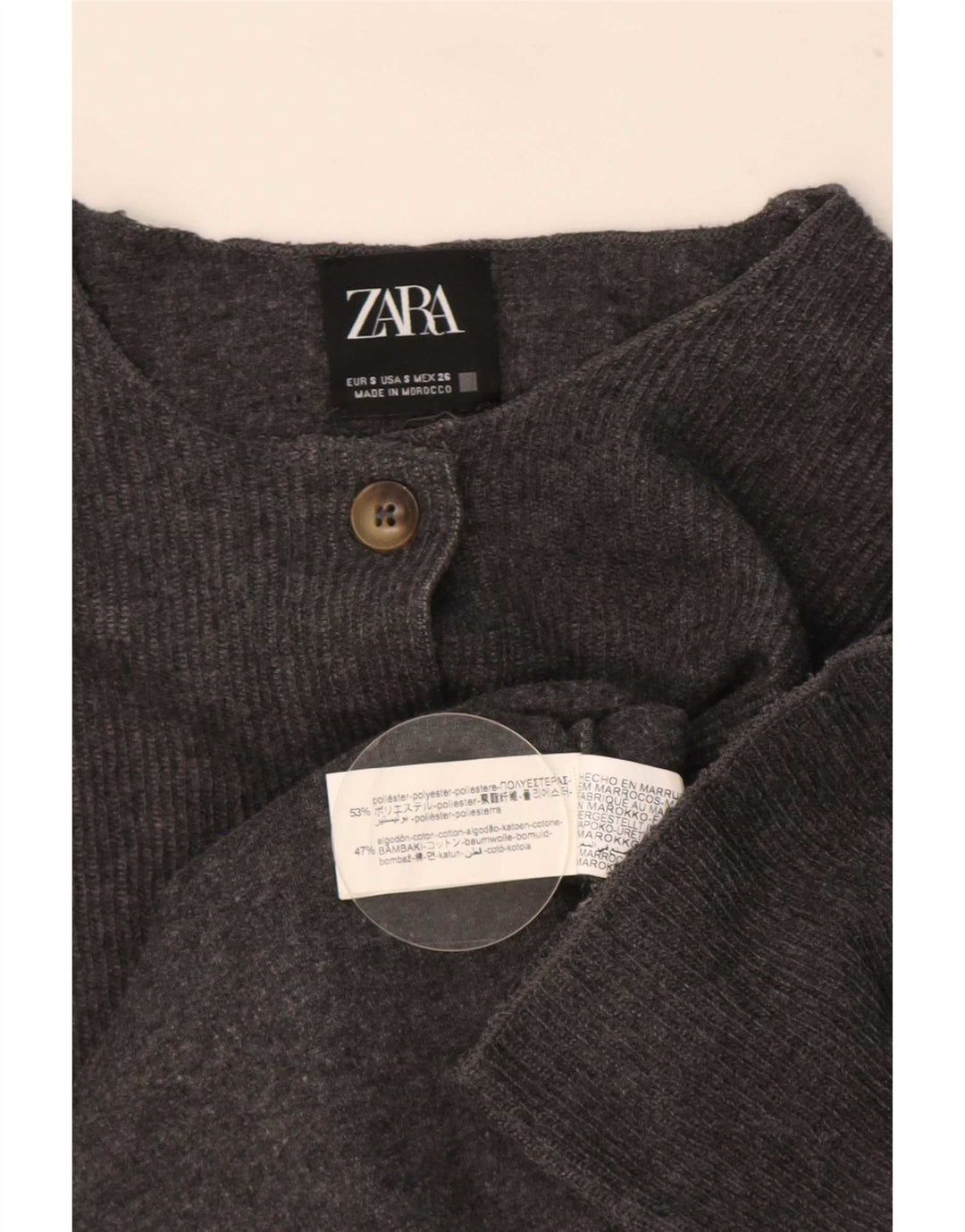 Zara Womens Crop Oversize Cardigan Pull UK 10 Petit Gris Polyester
